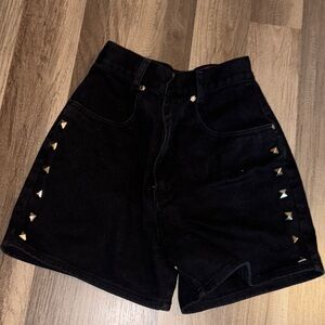 Lawman Studded Black Denim Shorts